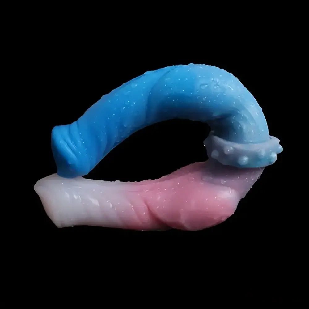 Blue and pink double ended silicone dildo, photo 10