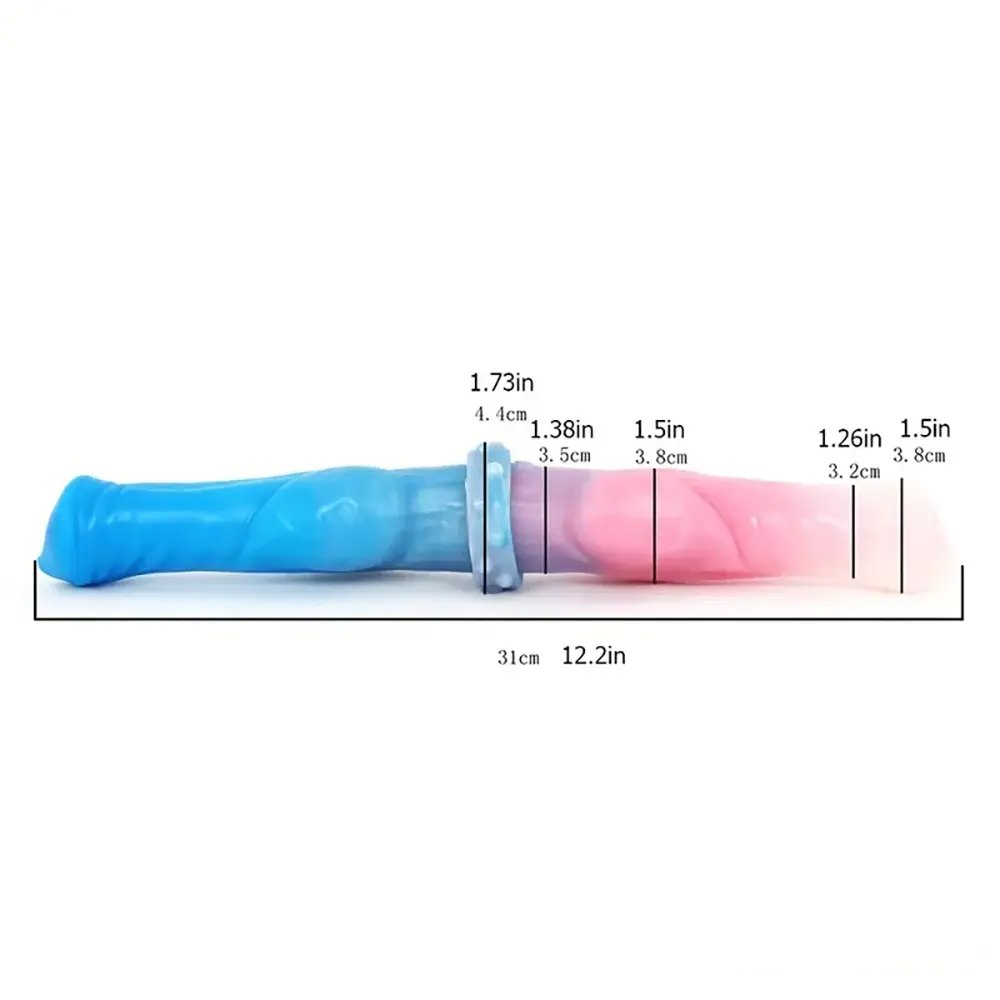 Blue and pink double ended silicone dildo, photo 12