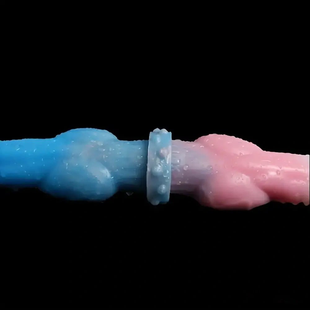 Blue and pink double ended silicone dildo, photo 4