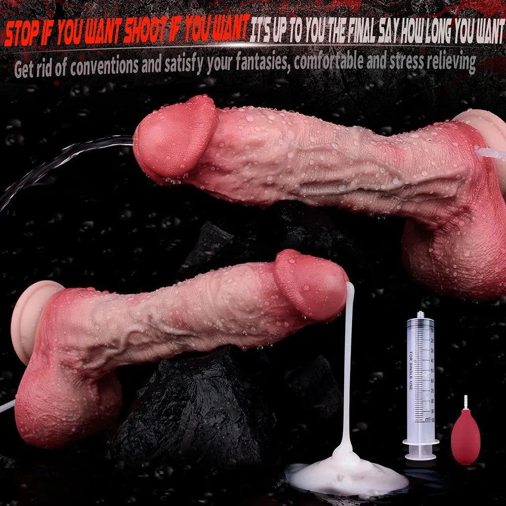 Pink and red dual-density ejaculating dildo, photo 10