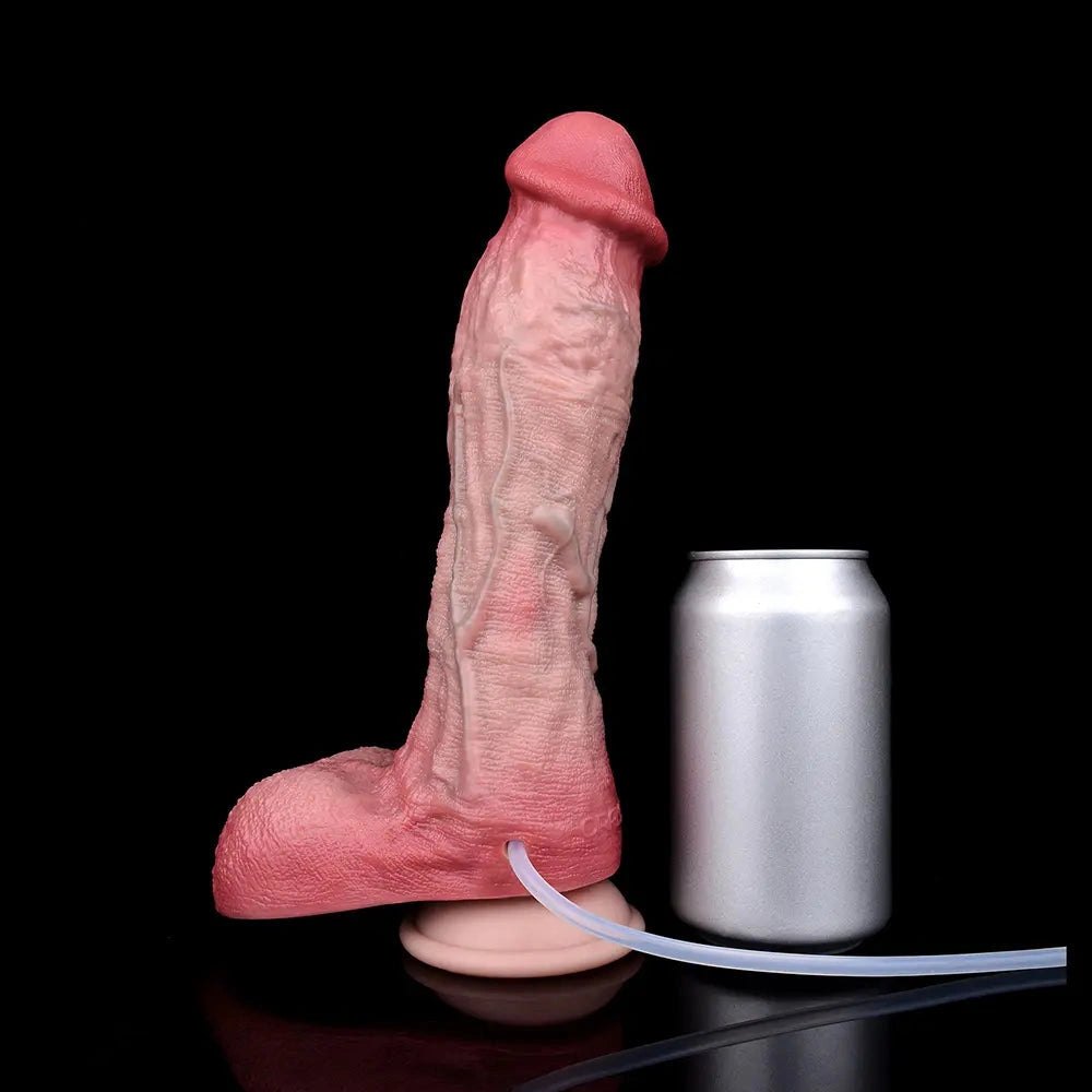 Pink and red dual-density ejaculating dildo, photo 11