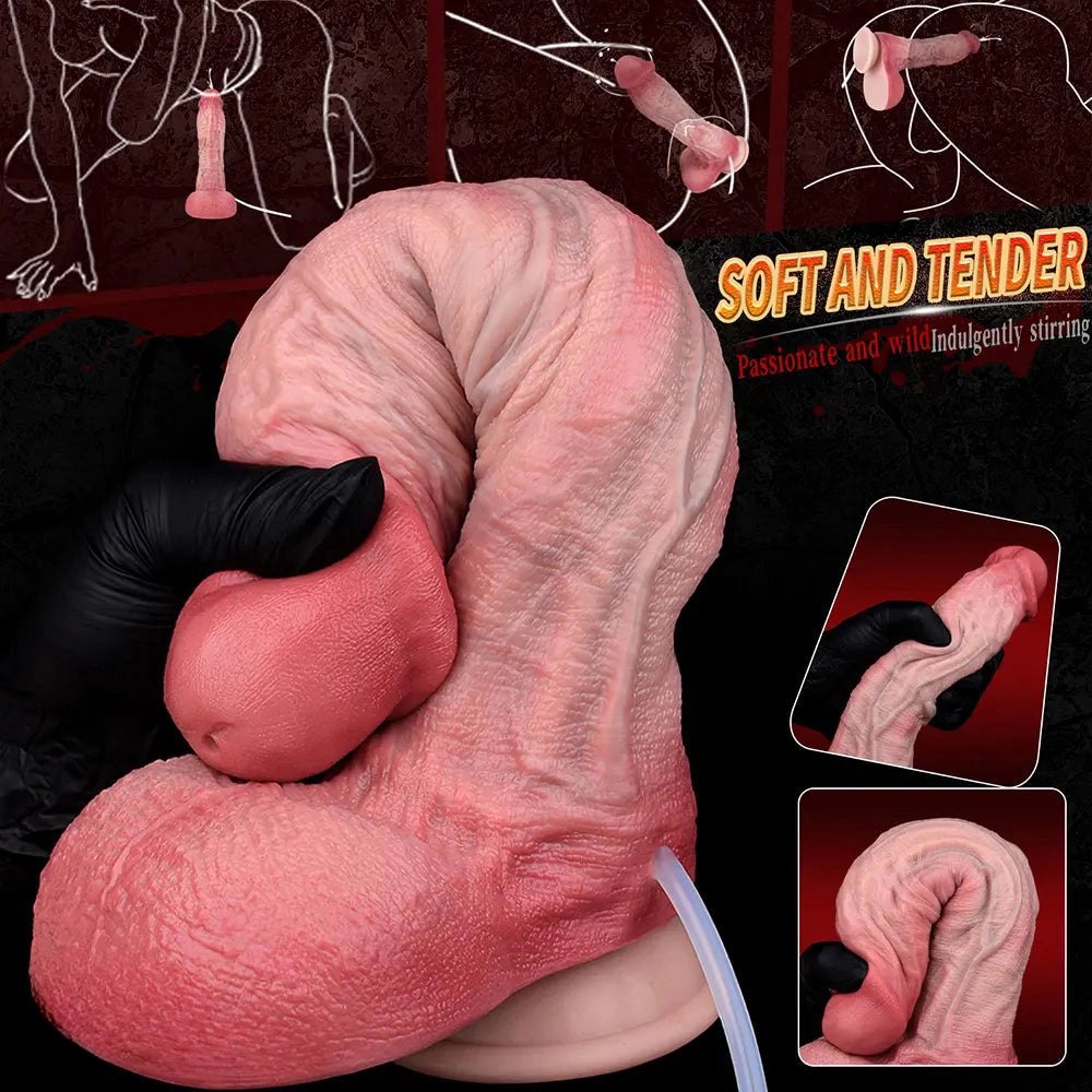 Pink and red dual-density ejaculating dildo, photo 8