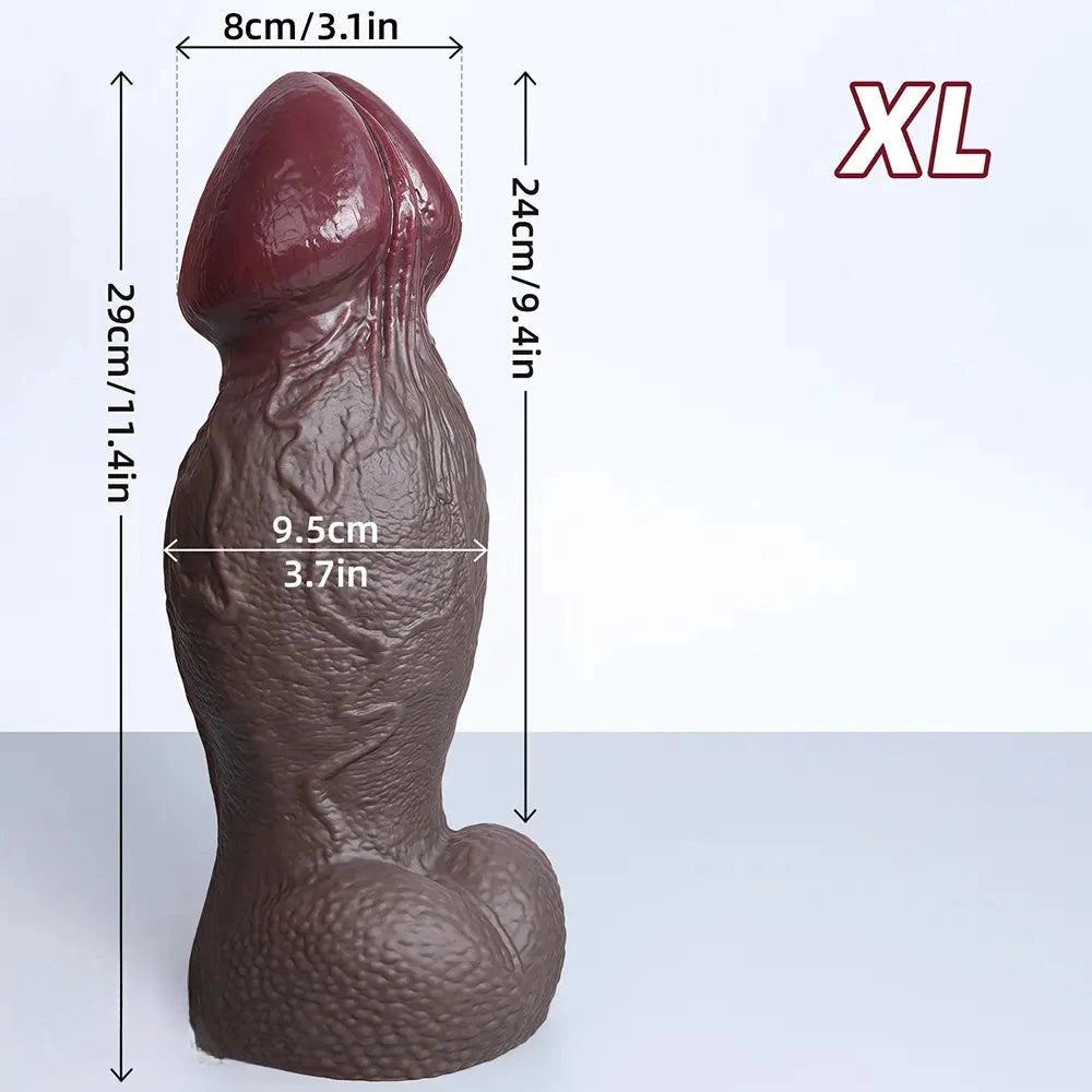 Ebony dual density silicone realistic dildo