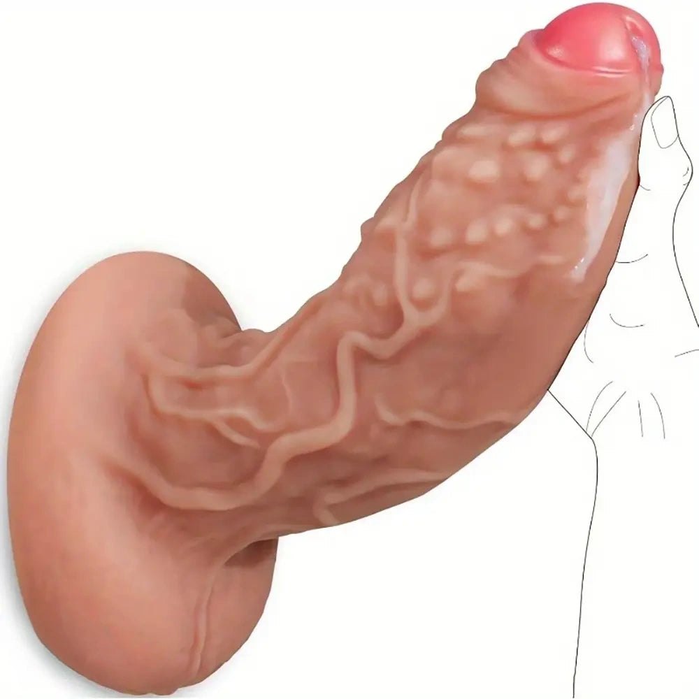 Flesh tone dual-density realistic silicone dildo, photo 1