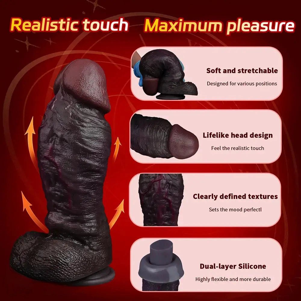 Coffee brown dual density silicone suction cup dildo, photo 6