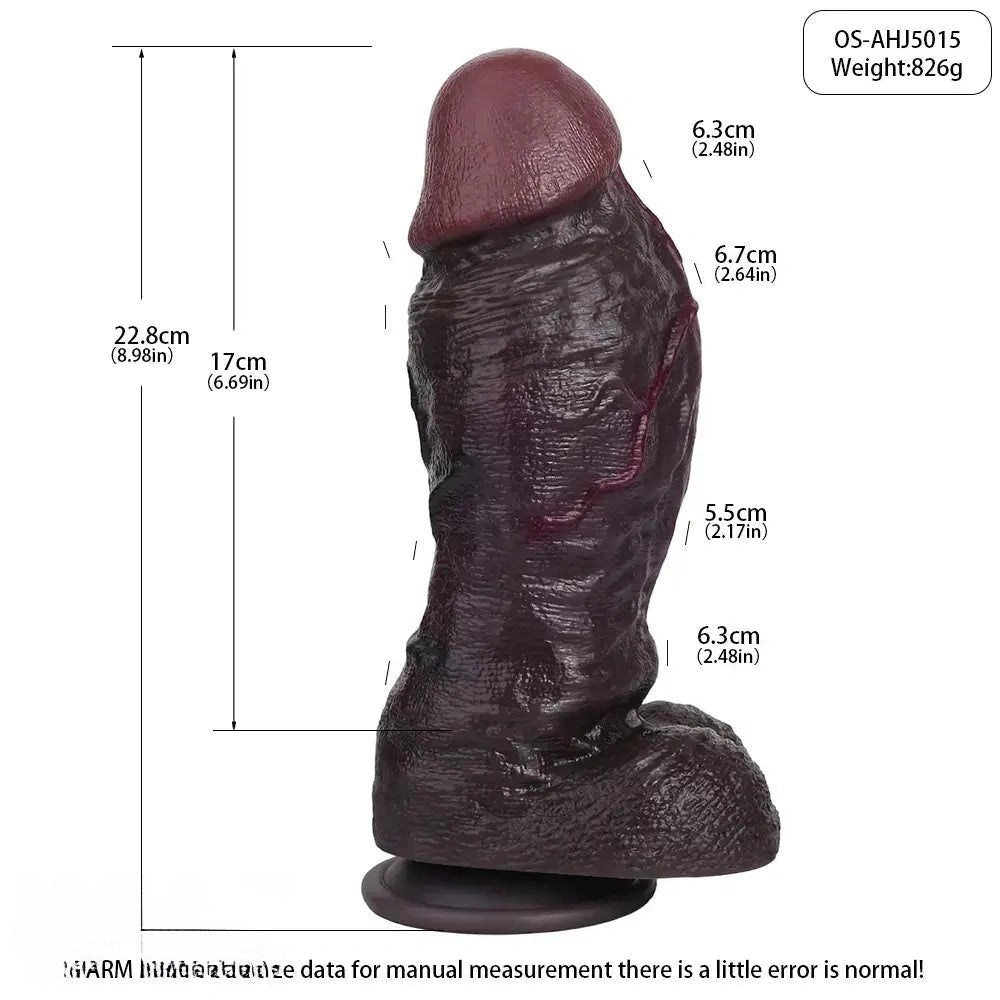 Coffee brown dual density silicone suction cup dildo, photo 7