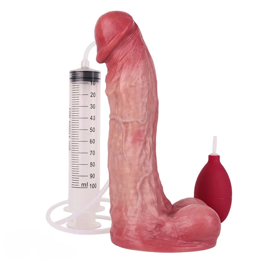 Flesh-tone dual density squirting dildo, photo 1