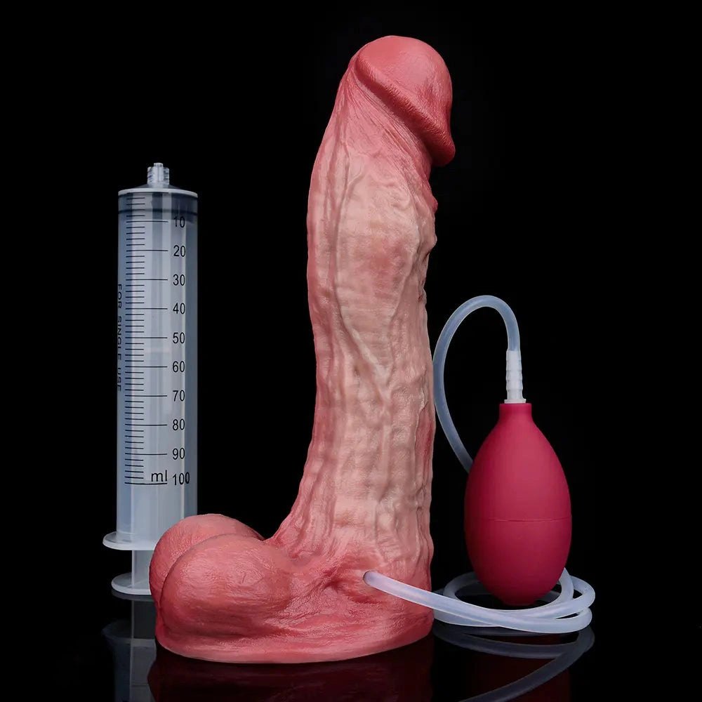 Flesh-tone dual density squirting dildo, photo 14