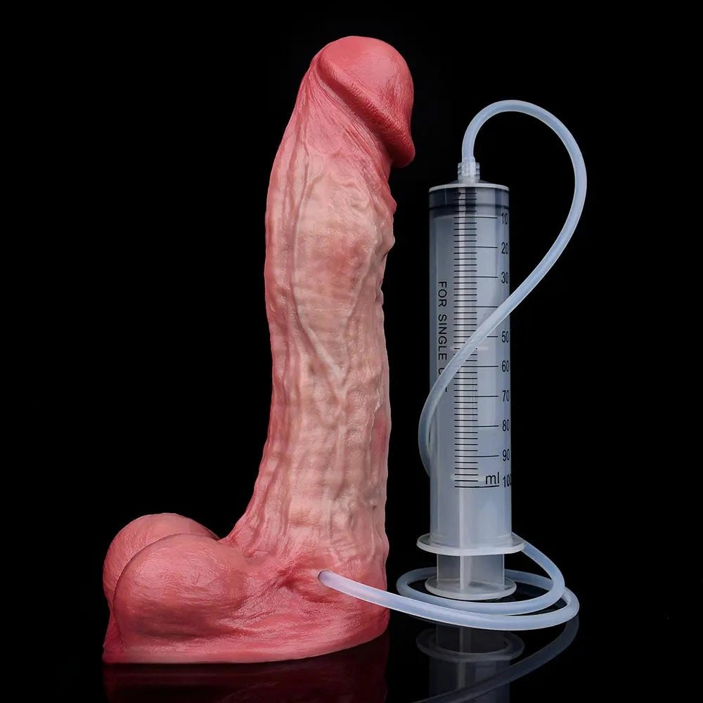 Flesh-tone dual density squirting dildo, photo 15
