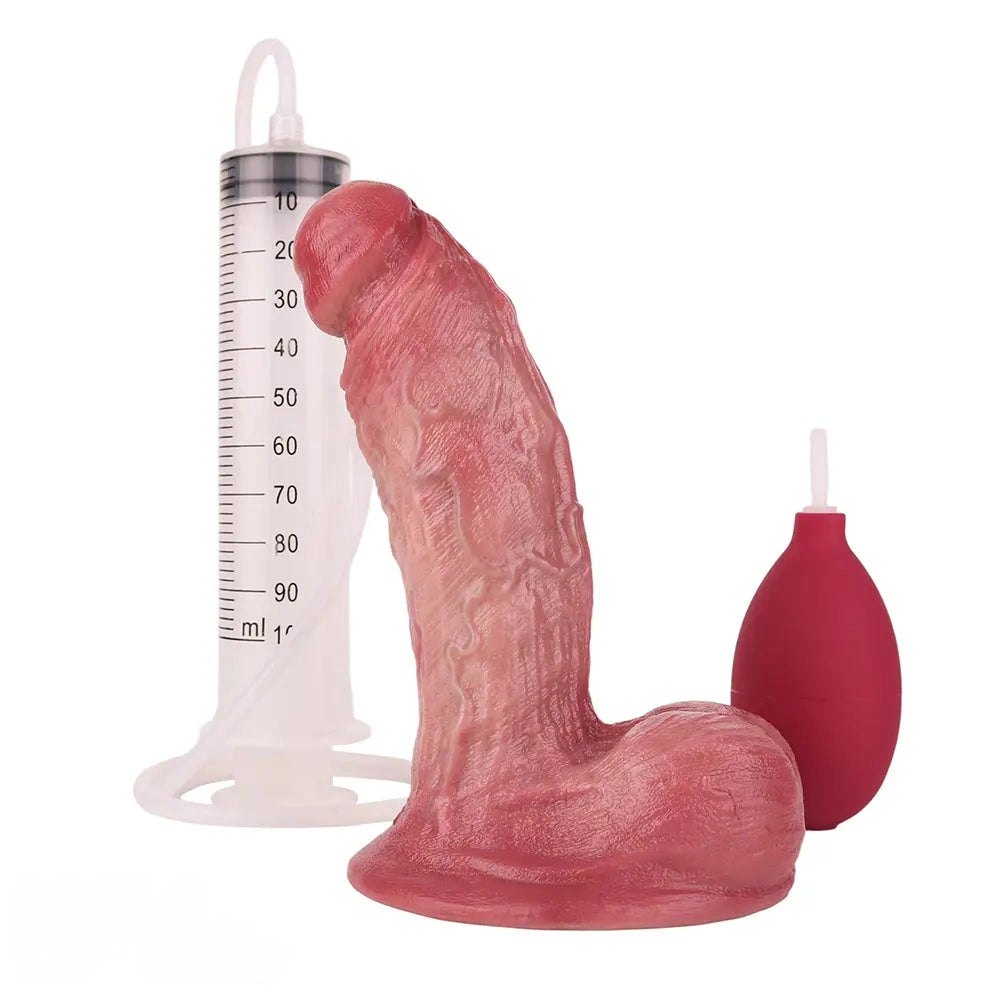 Flesh tone dual density squirting dildo, photo 1