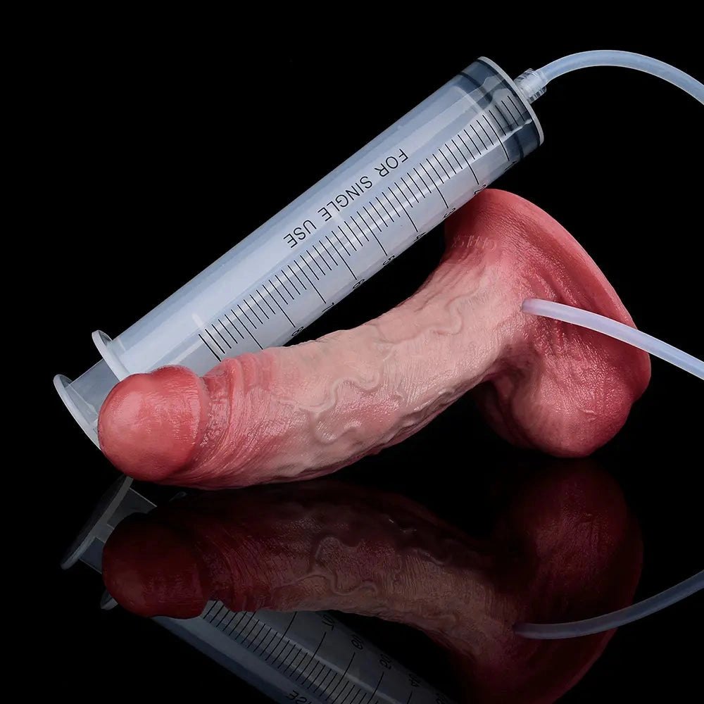 Flesh tone dual density squirting dildo, photo 12