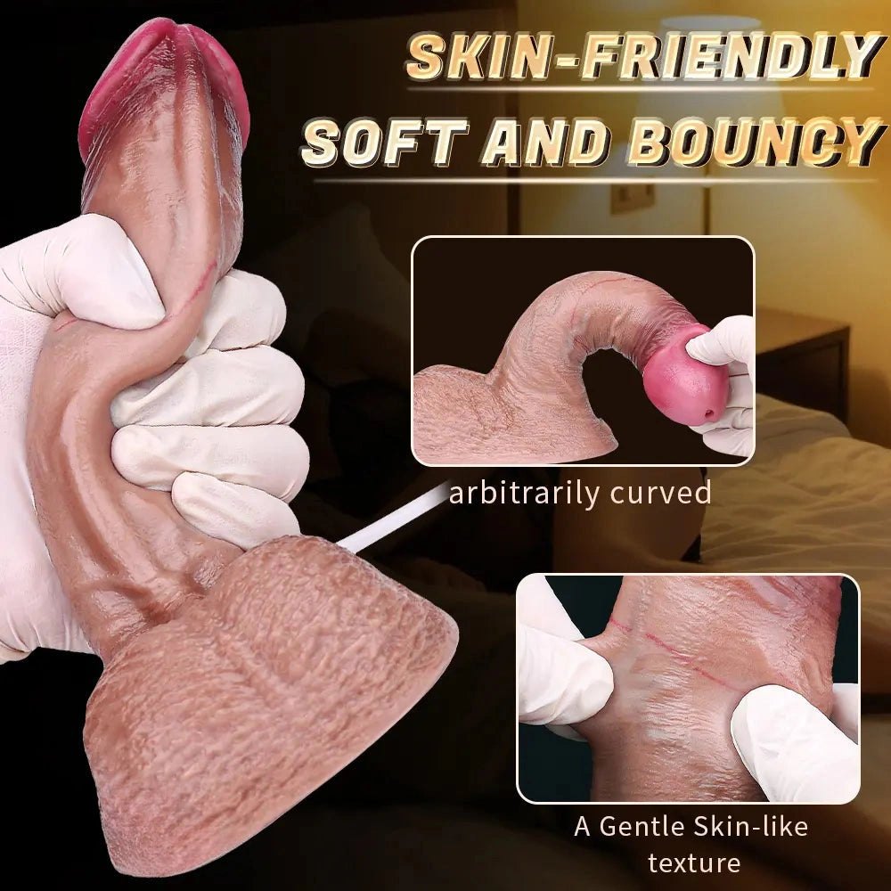 Flesh silicone realistic dildo with suction cup base, photo 12