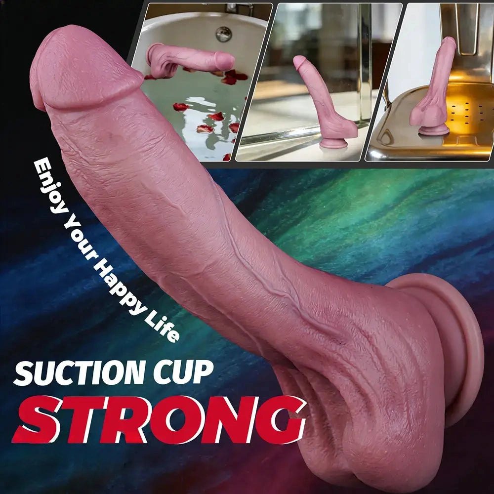 Flesh tone dual density silicone suction cup dildo, photo 1