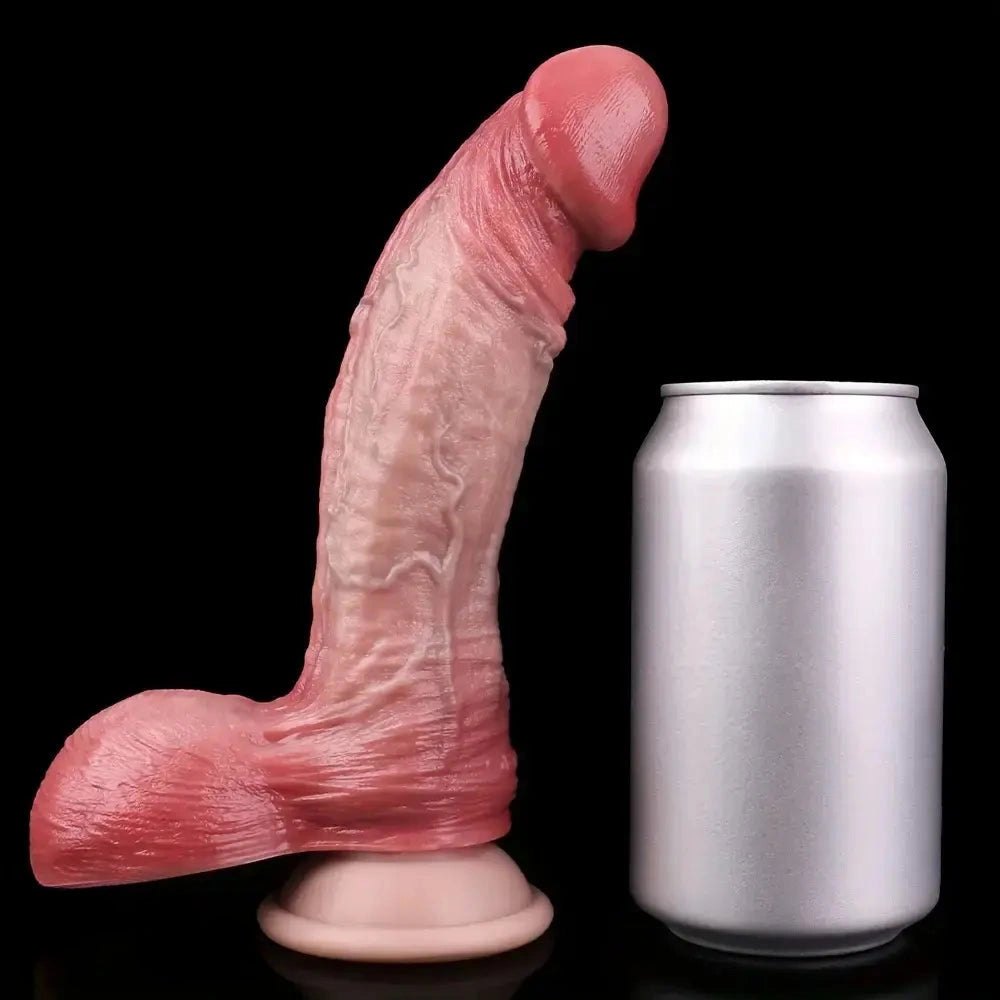 Flesh-colored dual density realistic dildo with suction cup base, photo 1