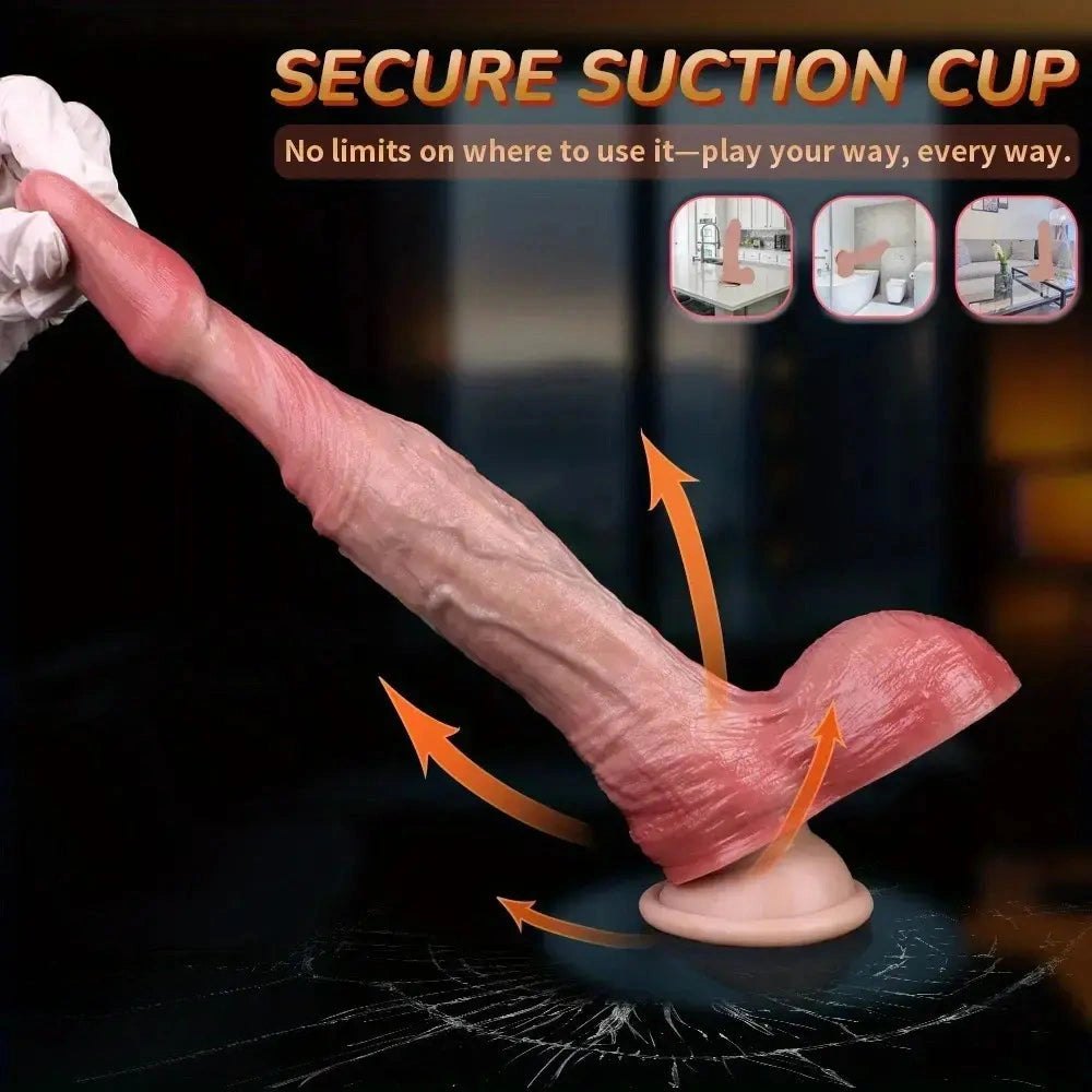 Flesh-colored dual density realistic dildo with suction cup base, photo 9