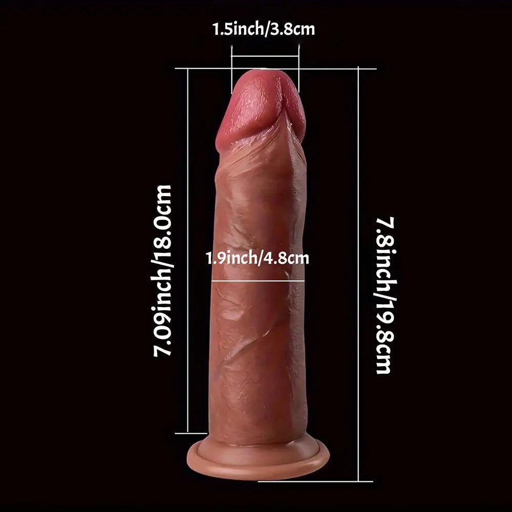 Flesh dual-density curved realistic silicone dildo