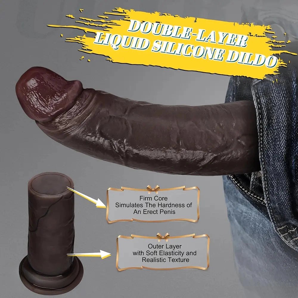 Dual-density curved realistic silicone dildo, photo 11