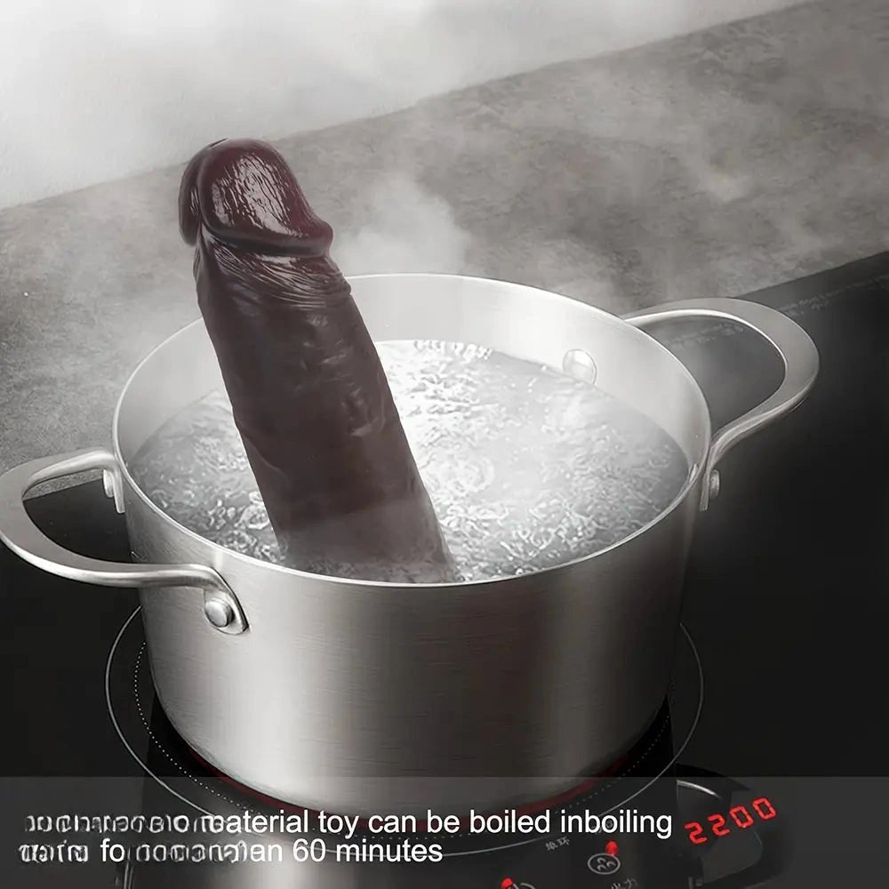 Dual-density curved realistic silicone dildo, photo 14