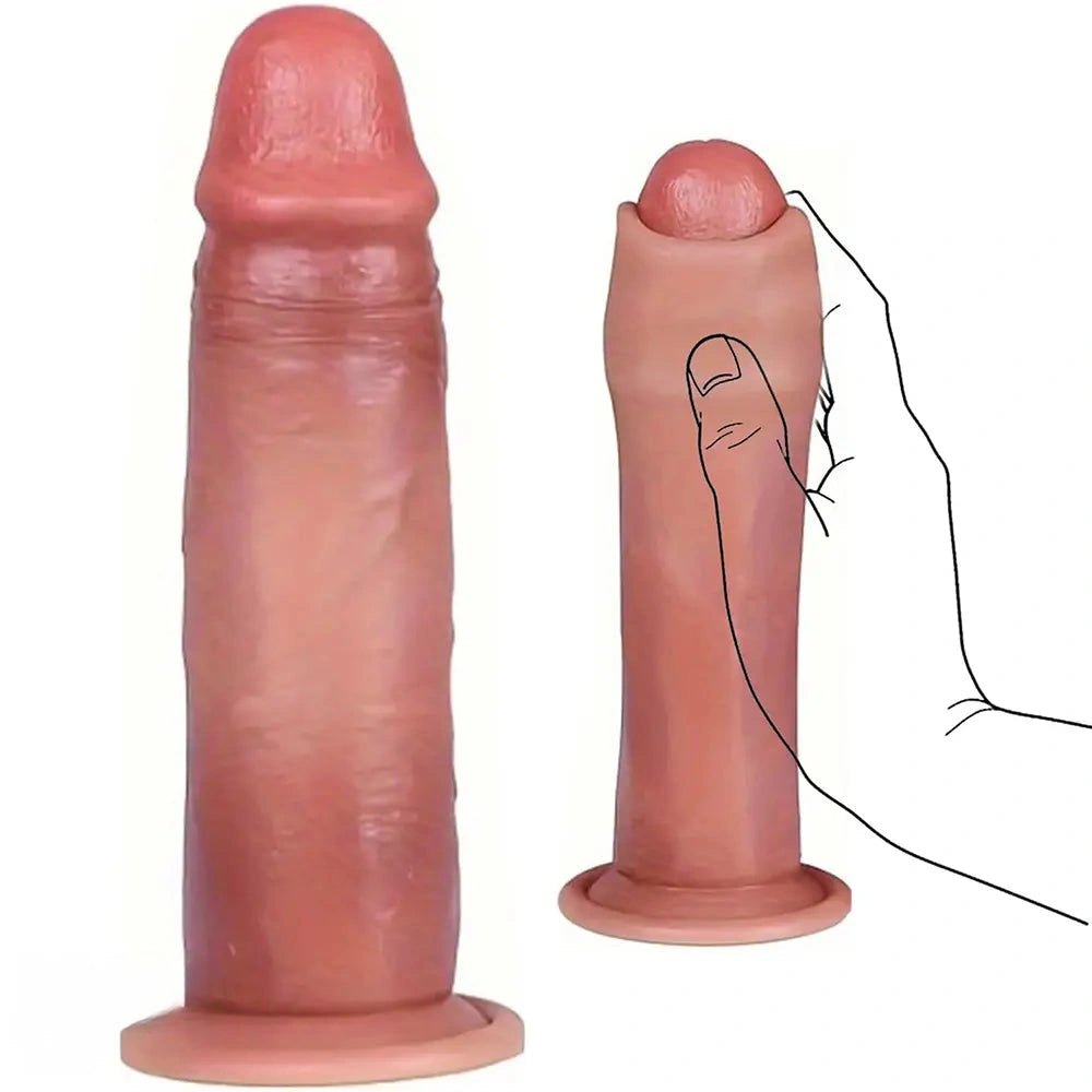 Dual-density curved realistic silicone dildo, photo 9