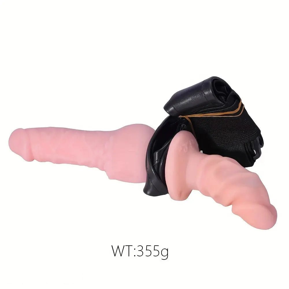 Flesh silicone strap-on harness with two dildos, photo 7