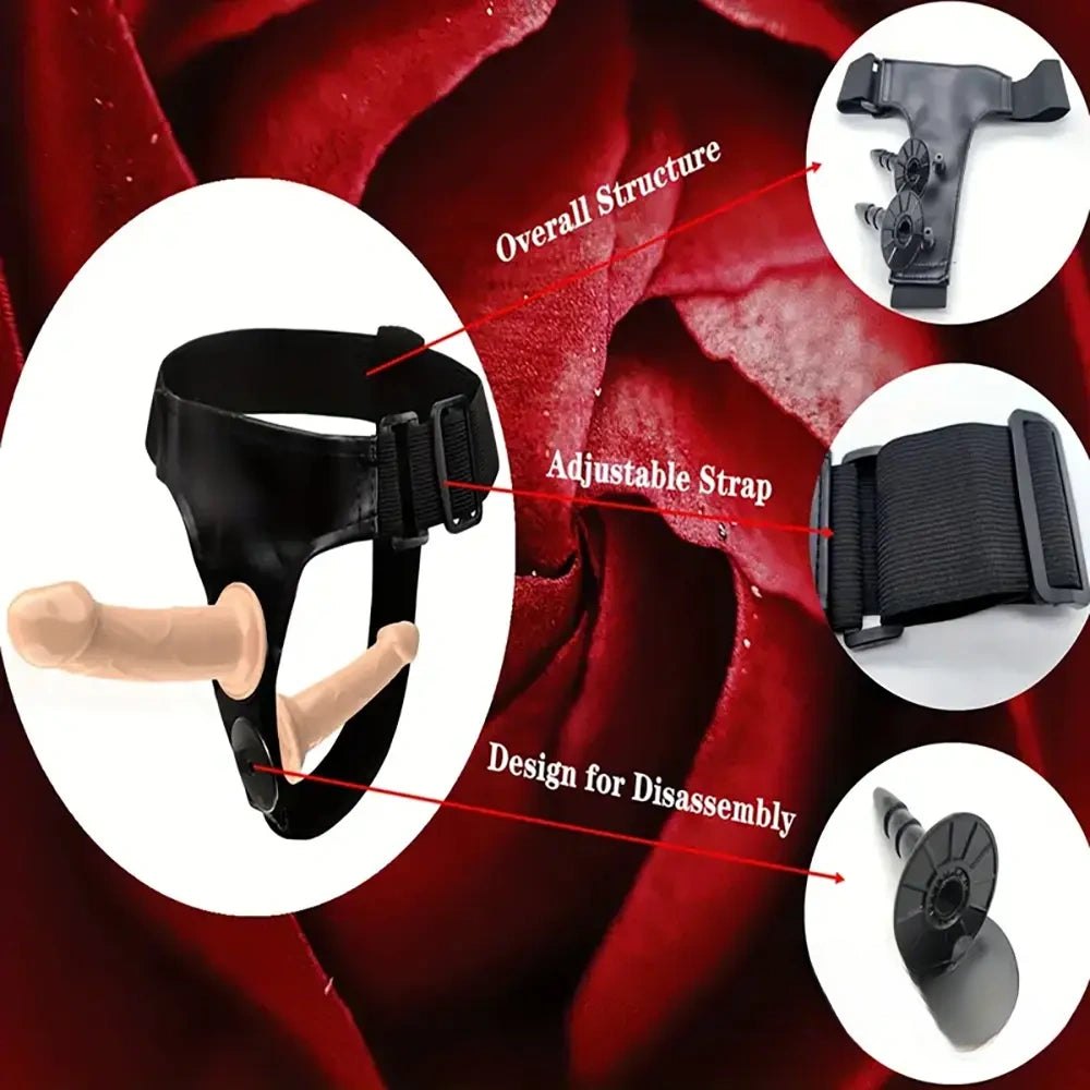 Wearable pvc dual dildo panty harness, photo 3