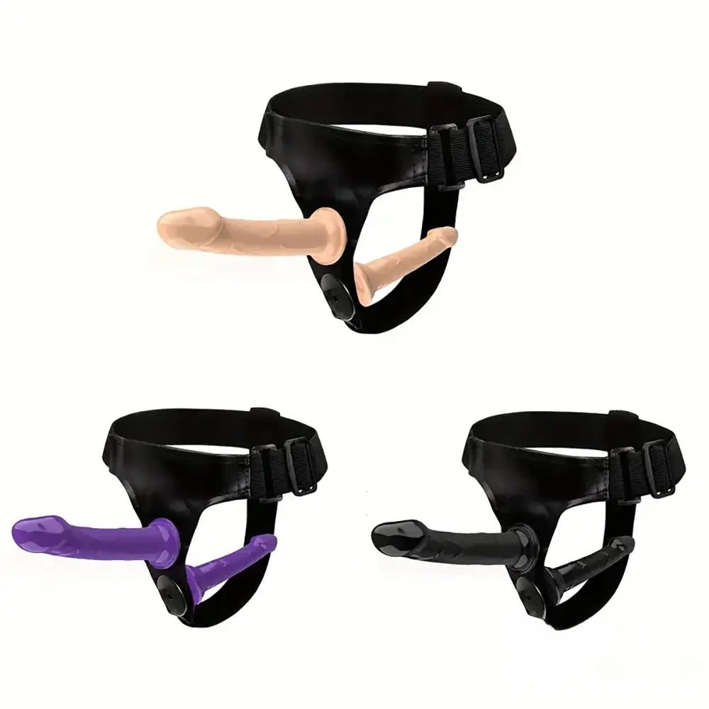 Wearable pvc dual dildo panty harness, photo 9