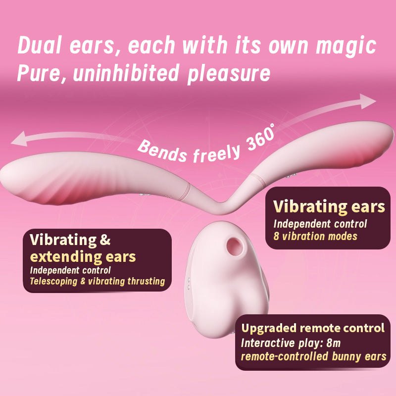 Pink dual-ear silicone rabbit vibrator, photo 2