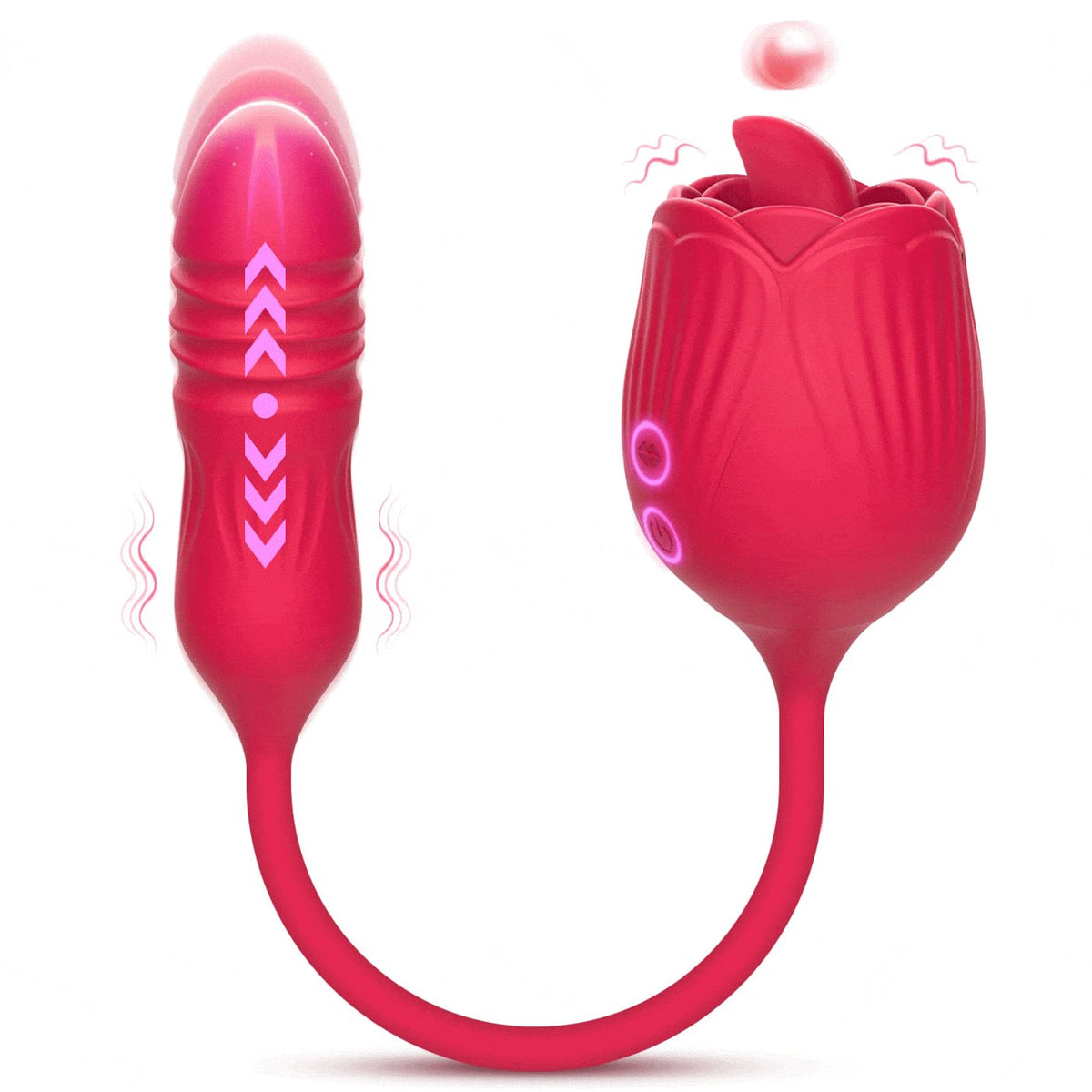 Licking pink rose dual-end suction vibrator