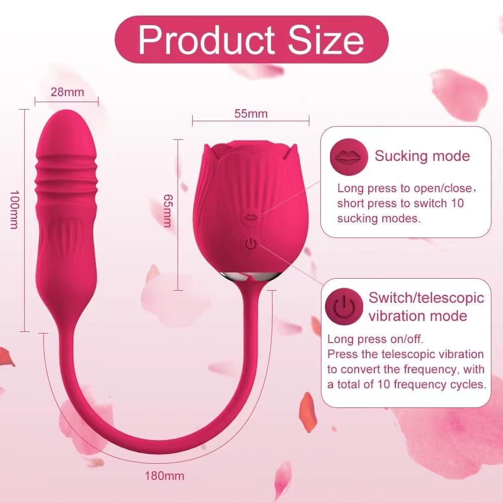 Pink rose dual-end suction vibrator, photo 2
