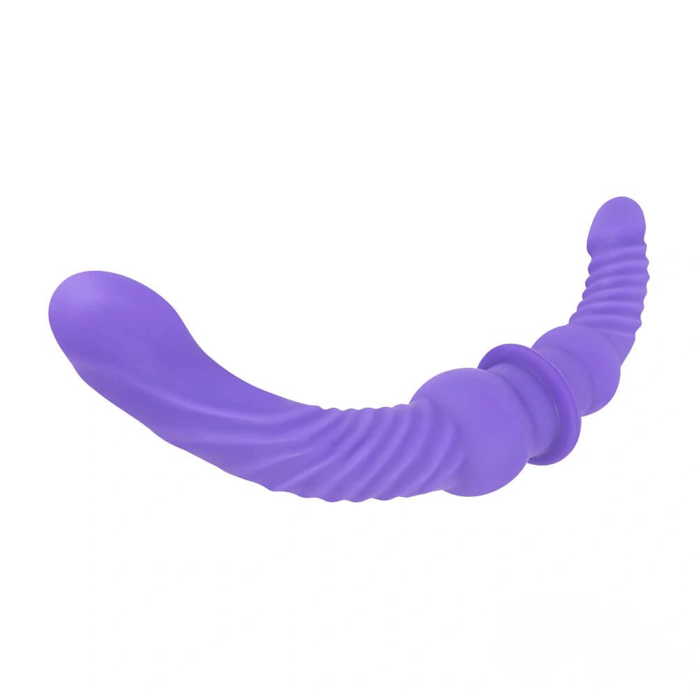 Purple double-ended silicone dildo