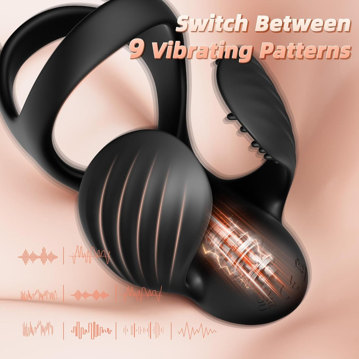 Black dual-flap vibrating cock ring, photo 2
