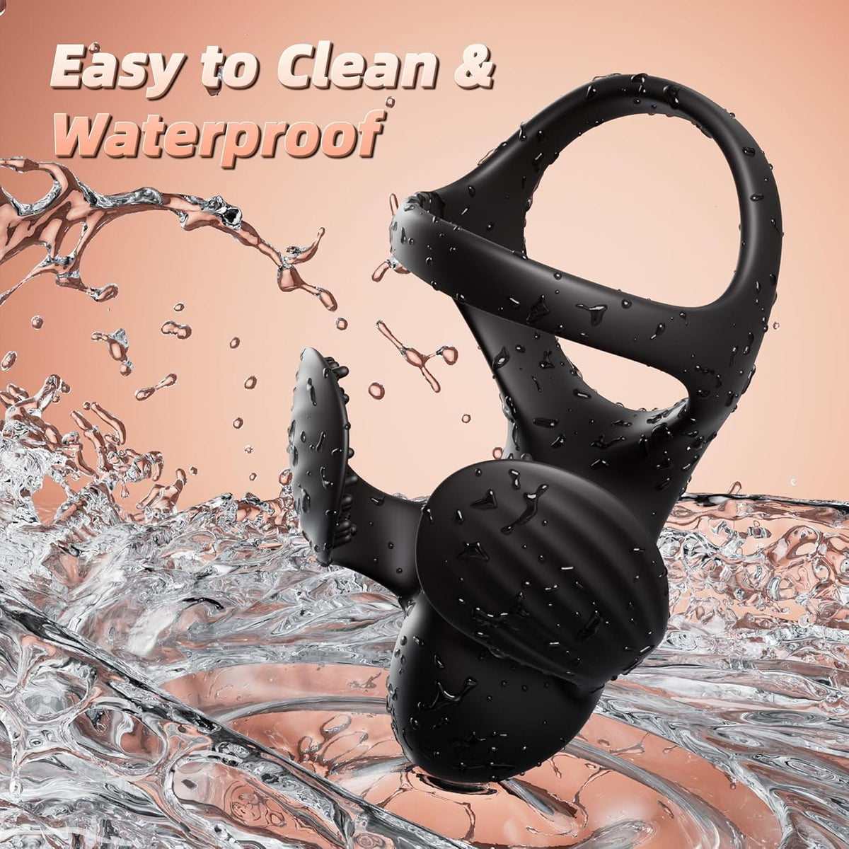Black dual-flap vibrating cock ring, photo 5
