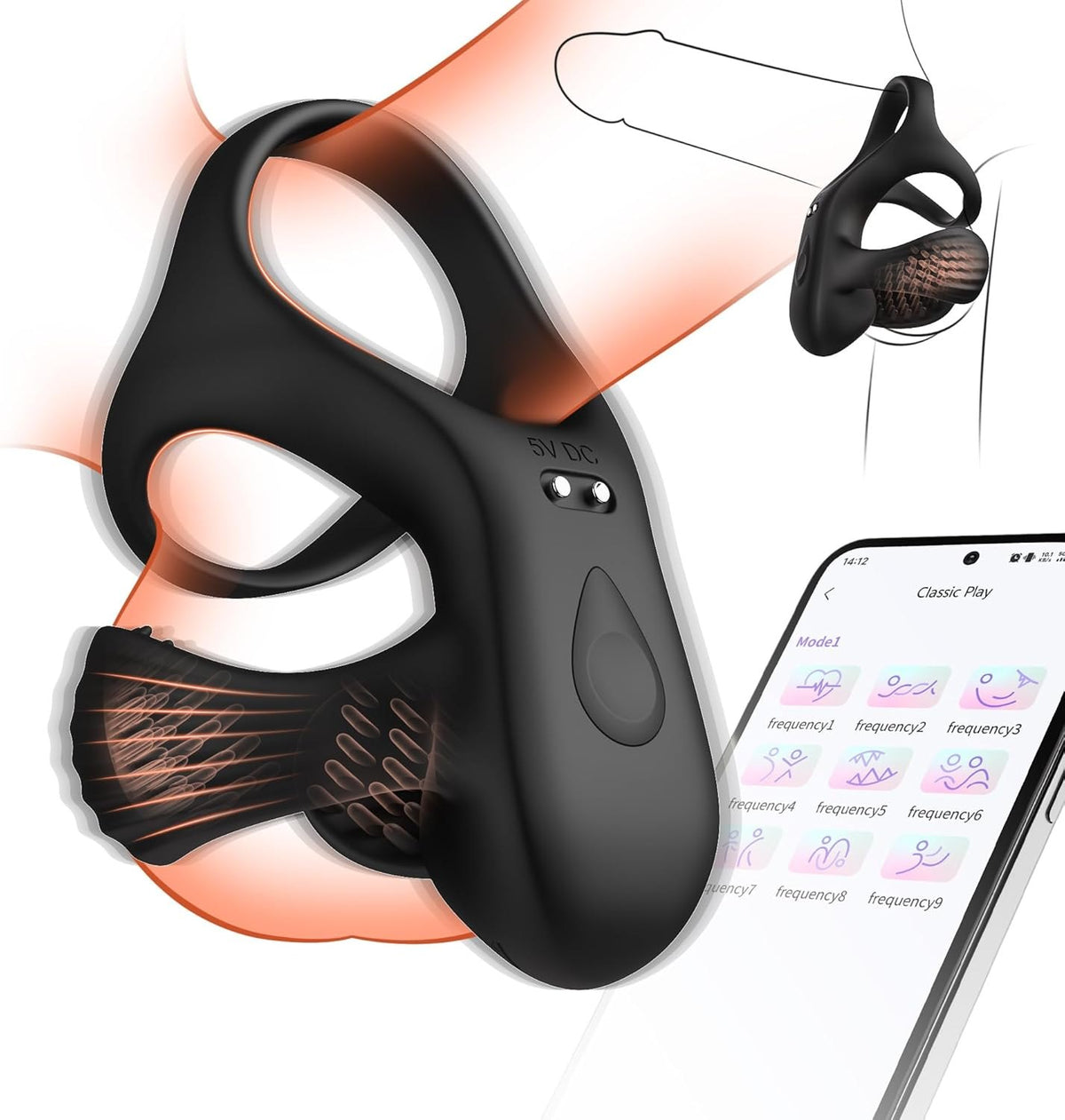 Black dual-flap vibrating cock ring, photo 7