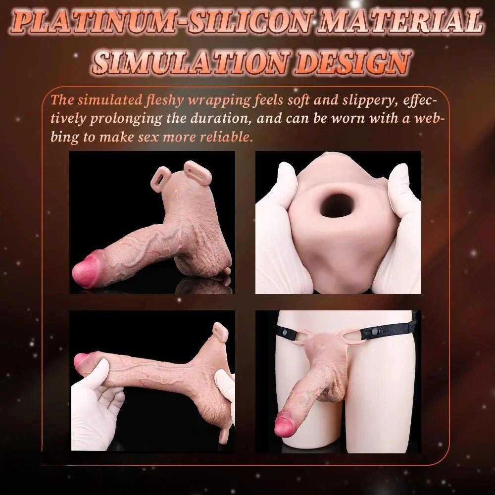 Flesh tone realistic dildo with dual foot base, photo 8
