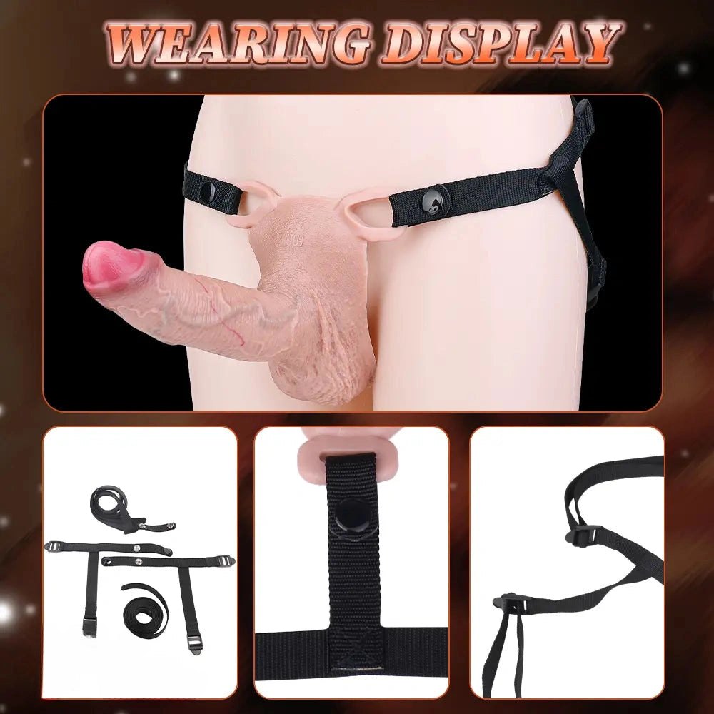 Flesh tone realistic dildo with dual foot base, photo 9