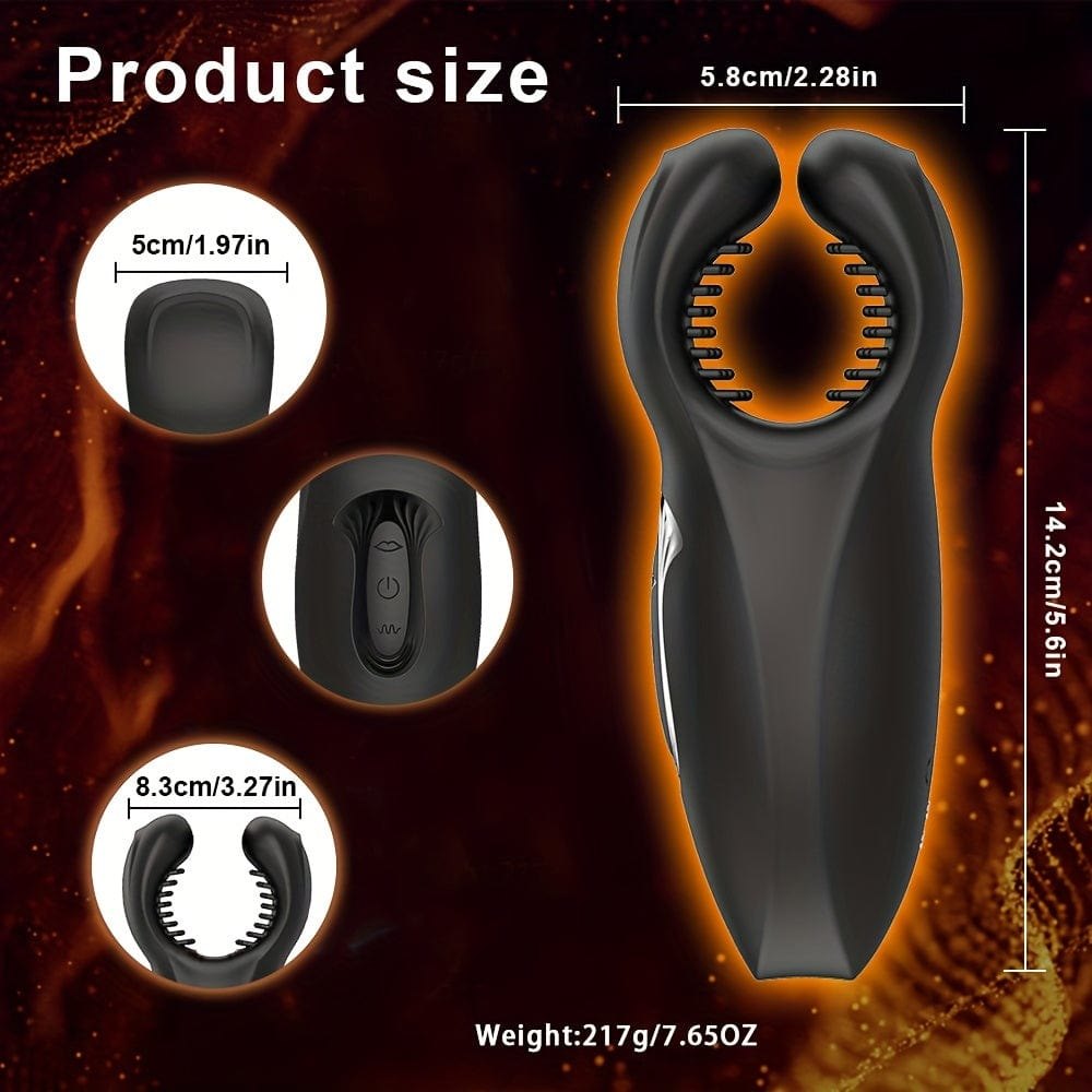 Dual-head plier shape silicone male masturbator with bite and vibration modes, photo 2