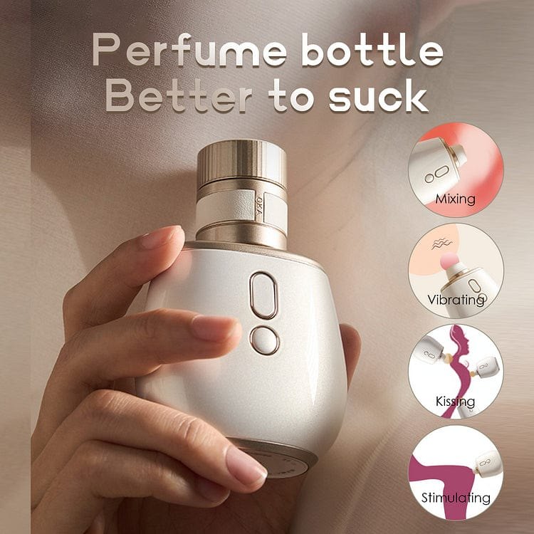 White and gold perfume bottle clit suction vibrator, photo 3