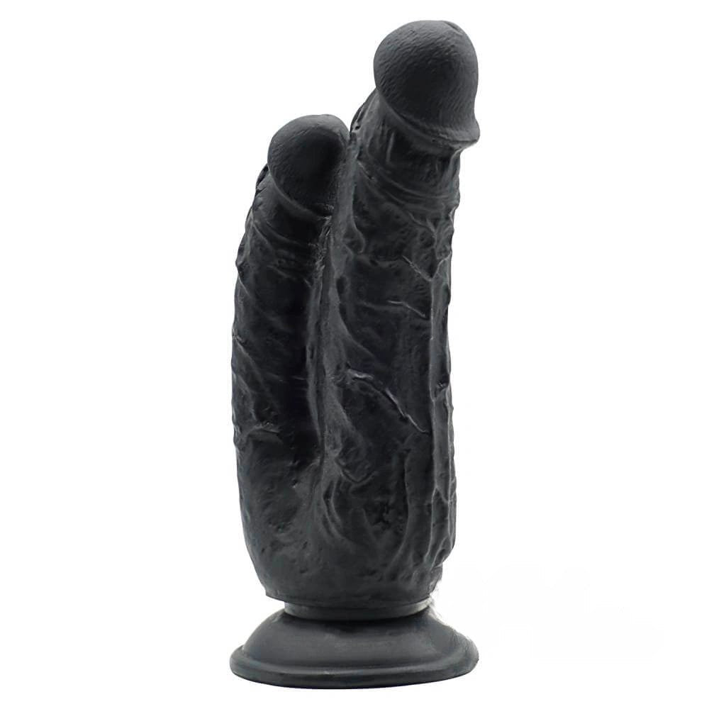 Black dual head double dildo with suction cup