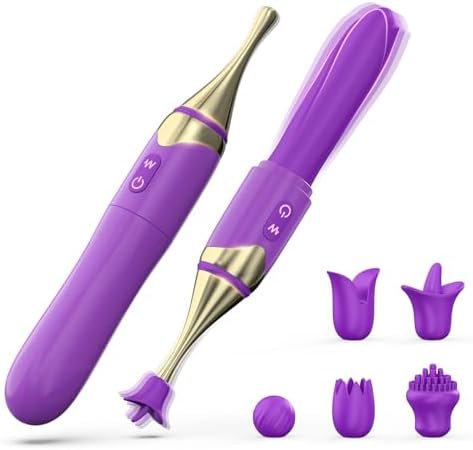Purple 2-in-1 metal and silicone wand vibrator