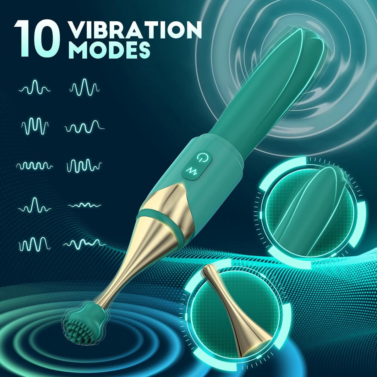 2-in-1 metal and silicone wand vibrator, photo 2