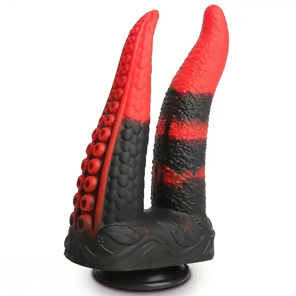 Red and black dual head tentacle fantasy dildo, photo 1