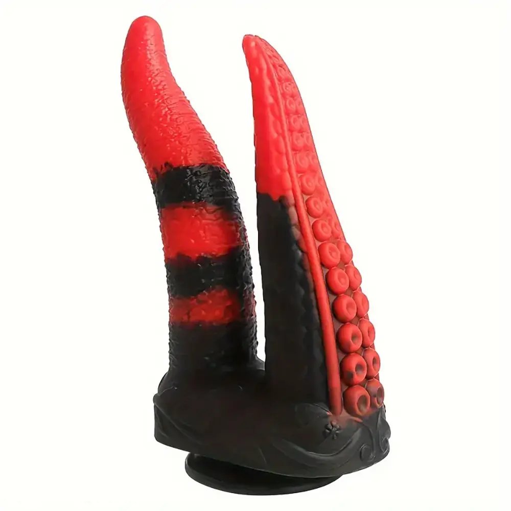 Red and black dual head tentacle fantasy dildo, photo 3
