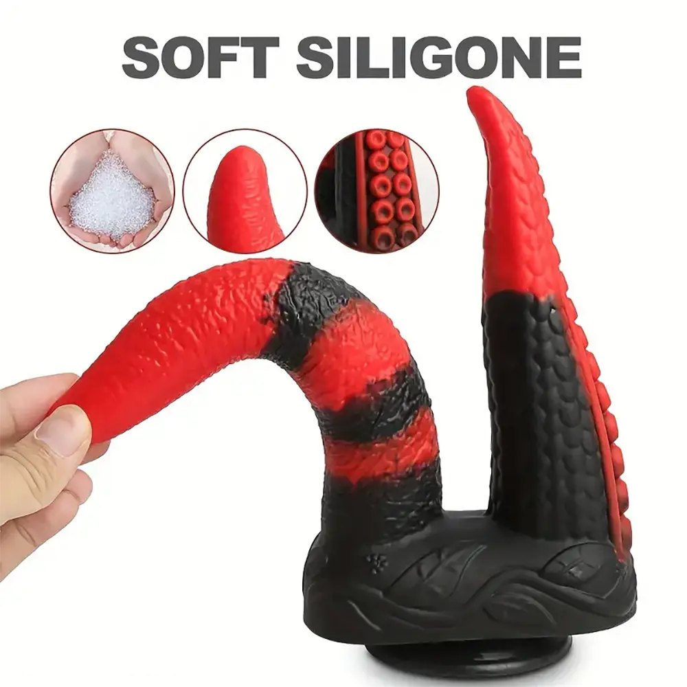 Red and black dual head tentacle fantasy dildo, photo 4