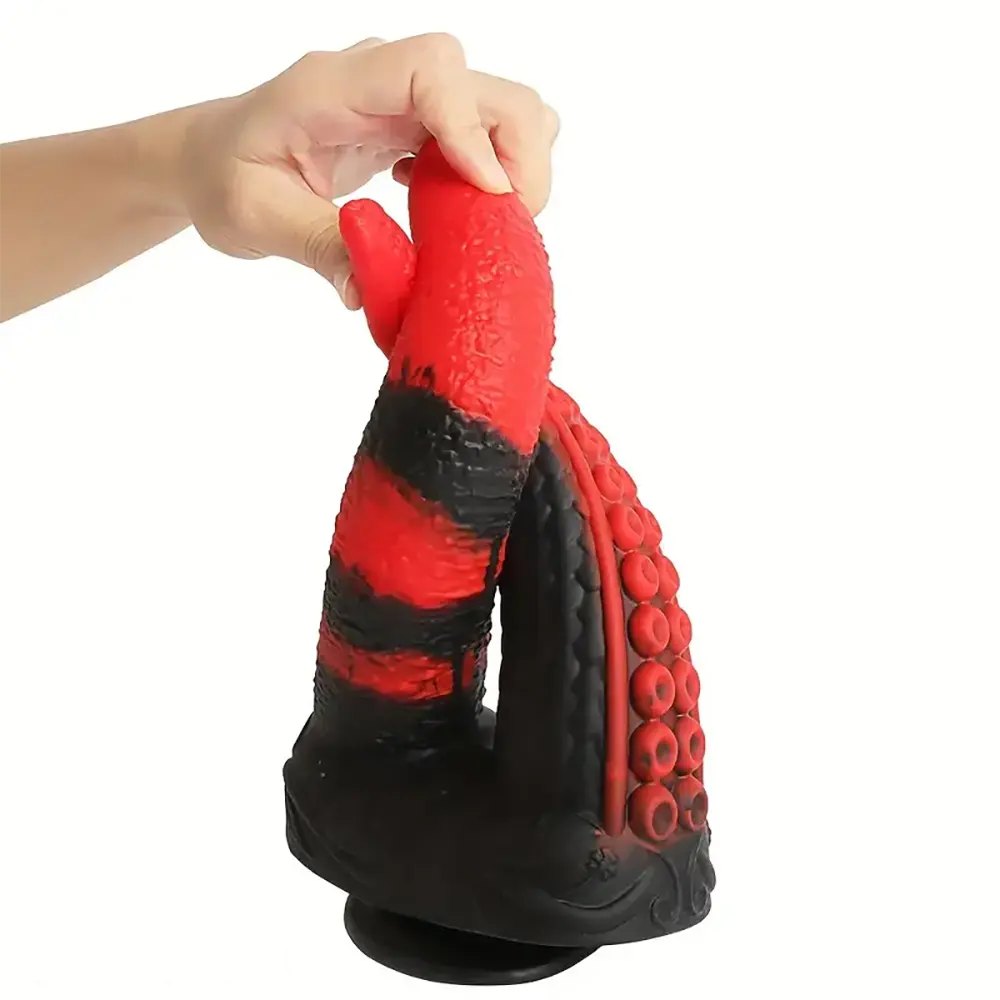Red and black dual head tentacle fantasy dildo, photo 5