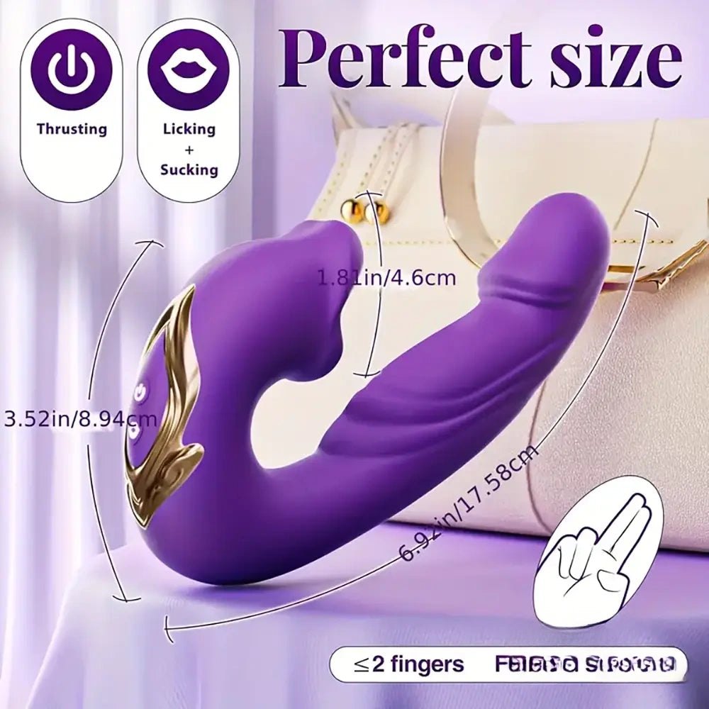 Dual-head thrusting licking silicone dildo, photo 10