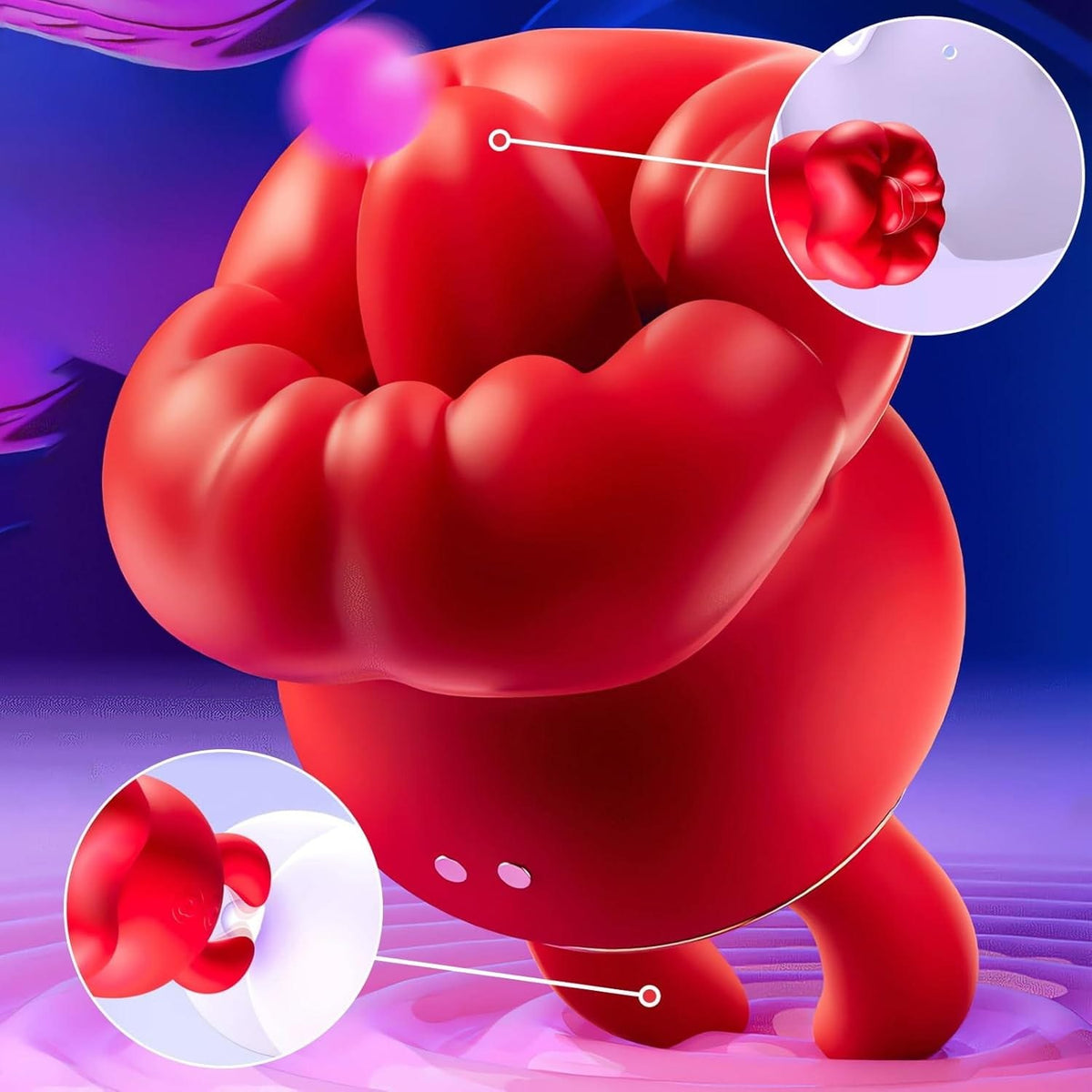 Red silicone dual horn tongue licking vibrator, photo 2