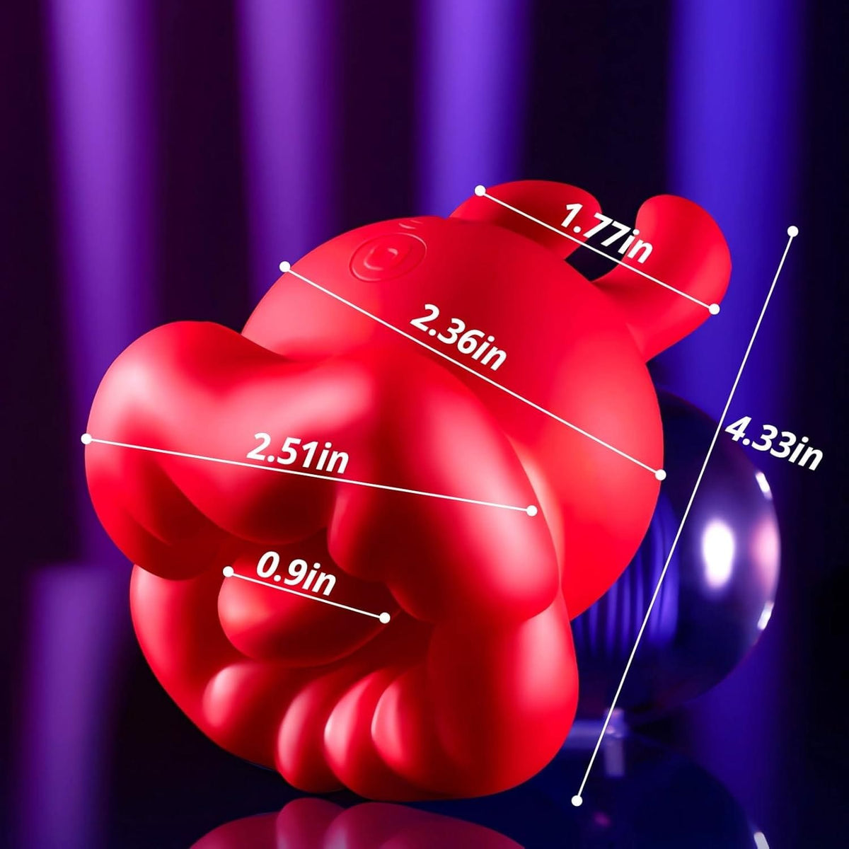 Red silicone dual horn tongue licking vibrator, photo 5