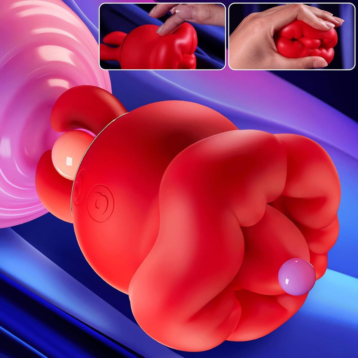Red silicone dual horn tongue licking vibrator, photo 6