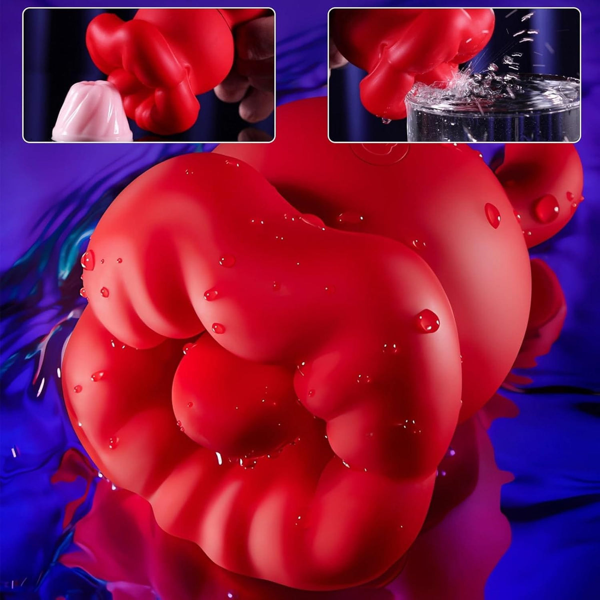 Red silicone dual horn tongue licking vibrator, photo 7