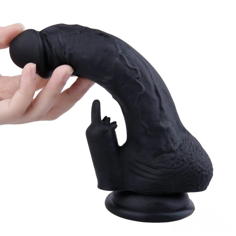 Black fantasy dildo with deep curve, photo 1